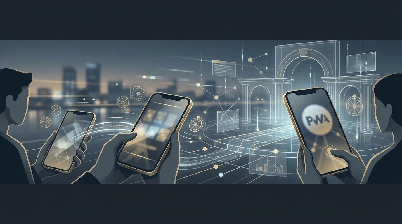 Ilustração editorial sobre CHEXX no telemóvel: experiência mobile e PWA